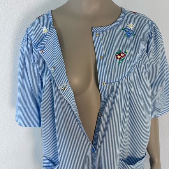 Kelly Reed House Dress Housecoat Snap Front Striped Floral Plus Size 22W 2X - Picture 3 of 6